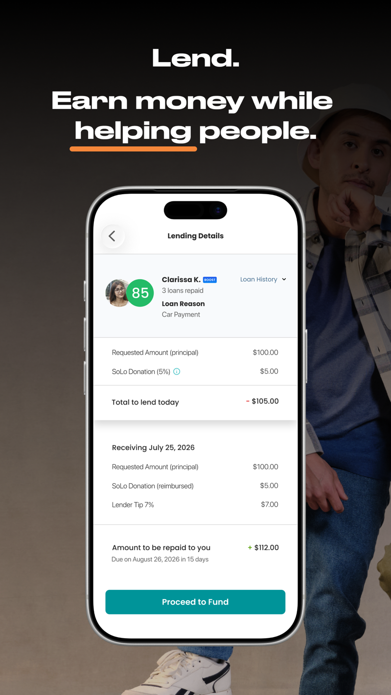 SoLo Funds app screen