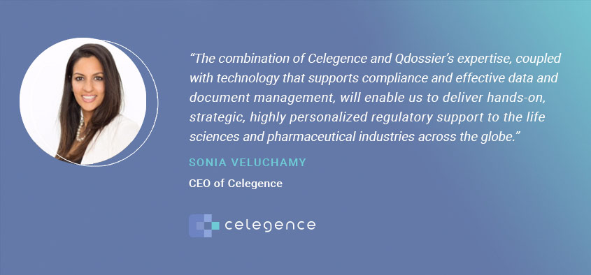 Sonia Veluchamy during Celegence's Qdossier acquisition announcement