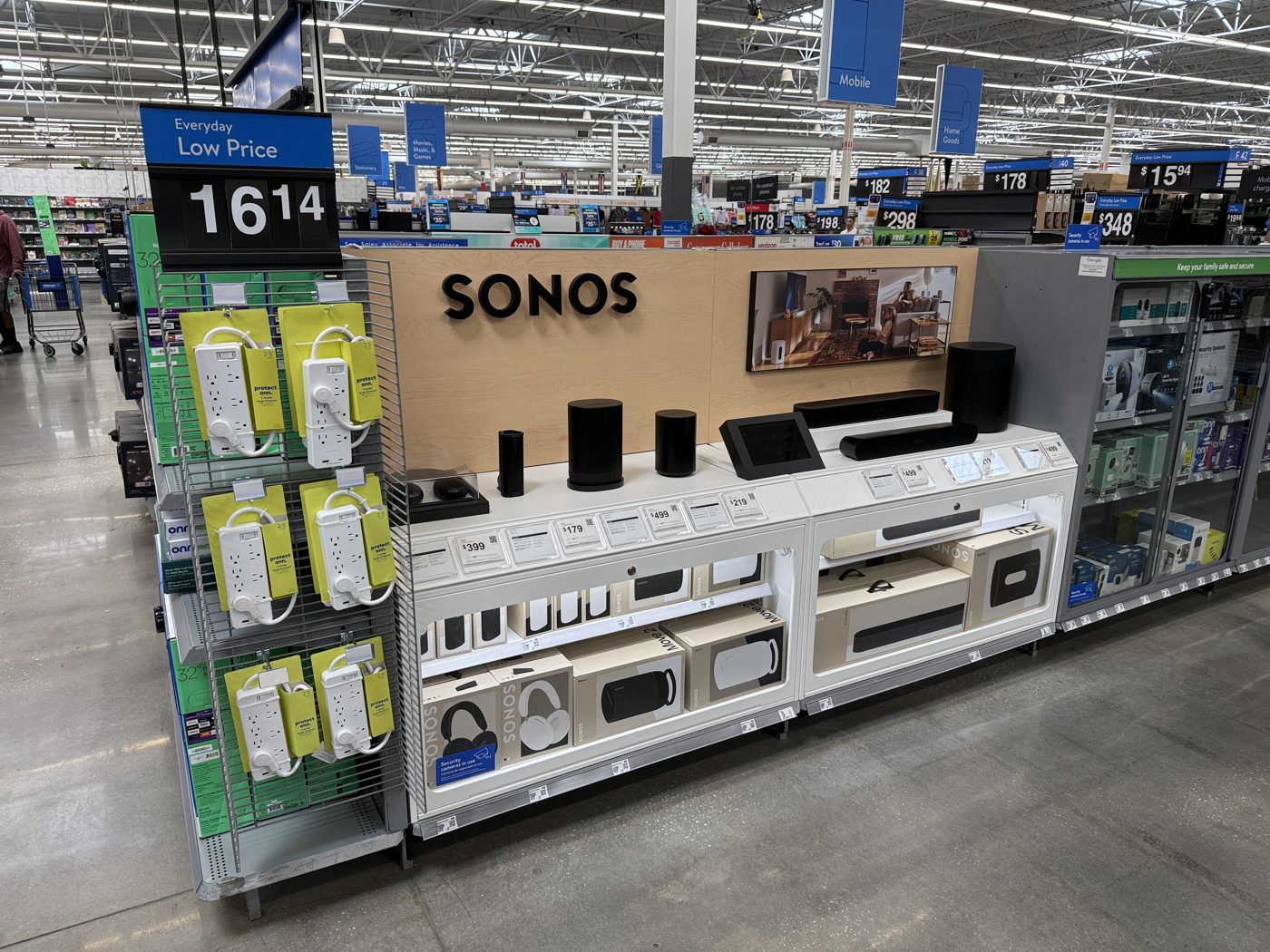 Sonos products on display in a store
