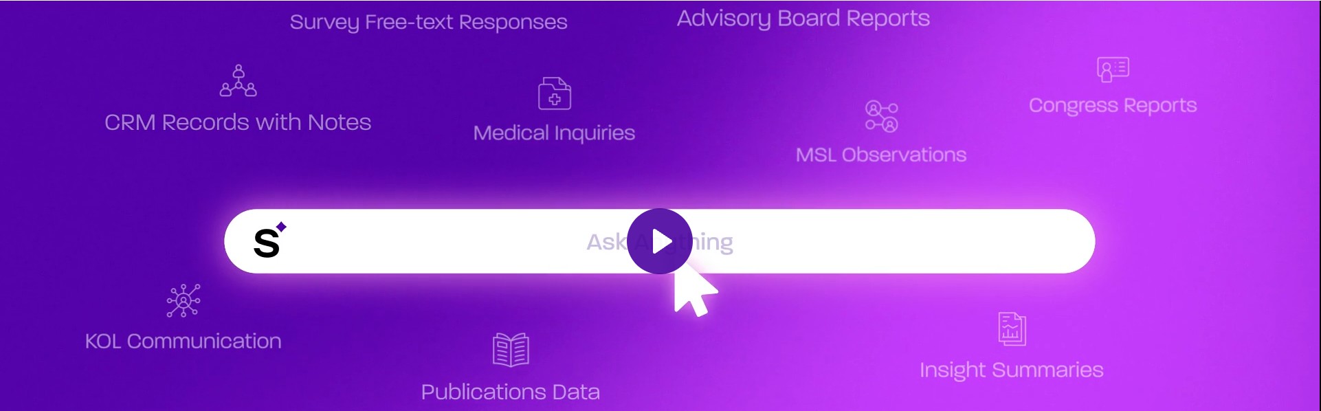 Sorcero Instant Insights interface showing an ask-anything query over medical evidence