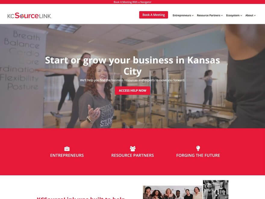 KCSourceLink website shown as a SiteConnex platform example