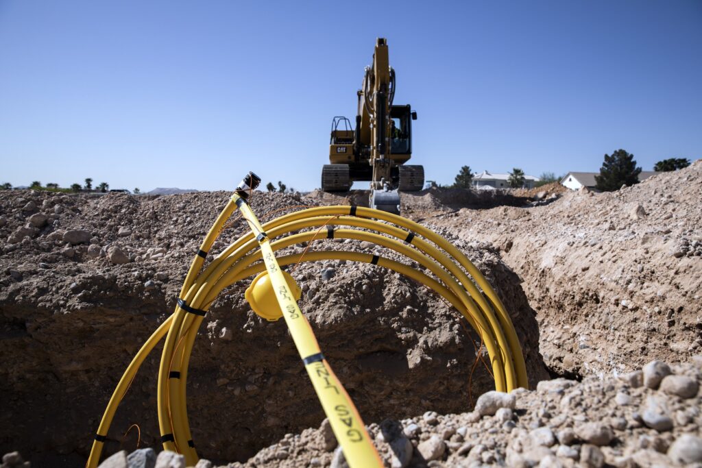 Natural gas pipeline construction at a new housing development in Las Vegas.
