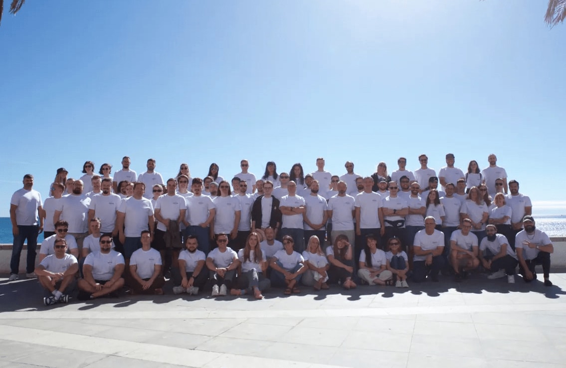 The Spacelift team gathered outdoors during a company offsite