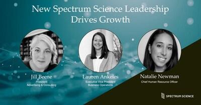 Portraits of three executives appointed to leadership roles at Spectrum Science