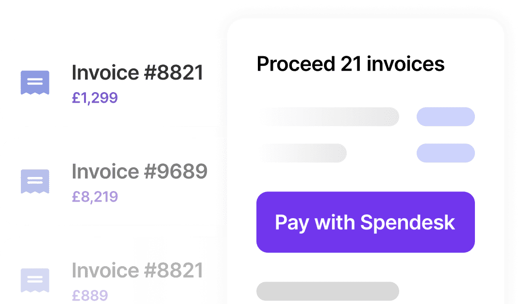 Spendesk invoice dashboard with invoice review and payment actions