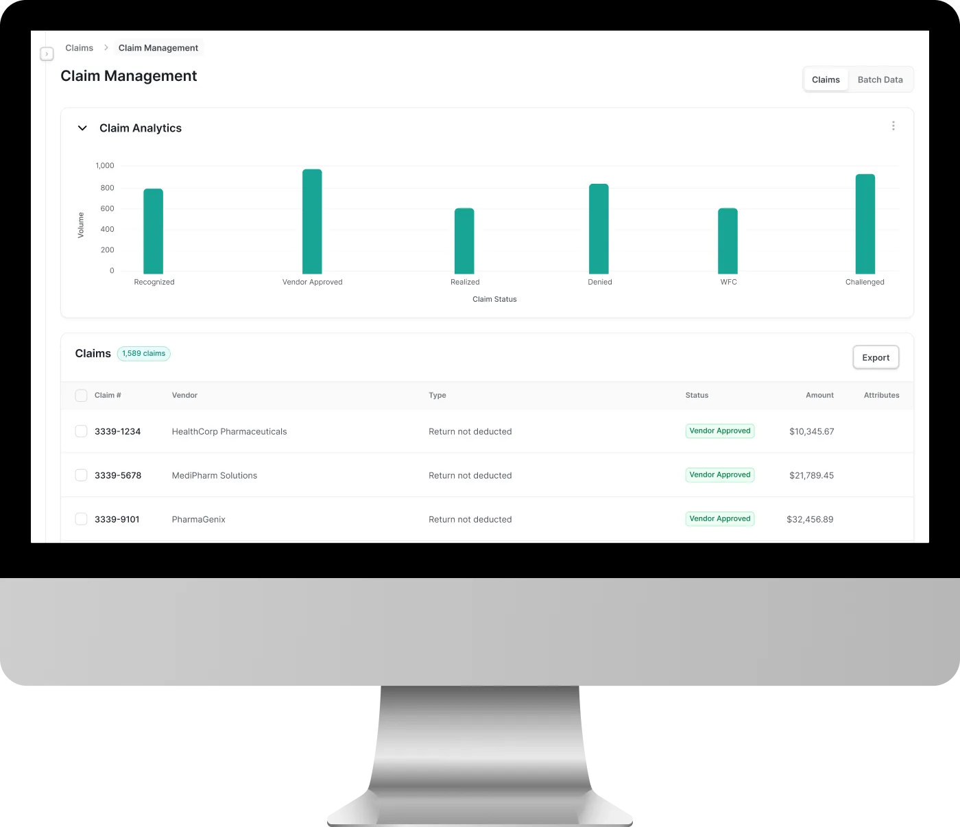 SpendMend’s published Recovery Portal screenshot, showing audit and claim reporting