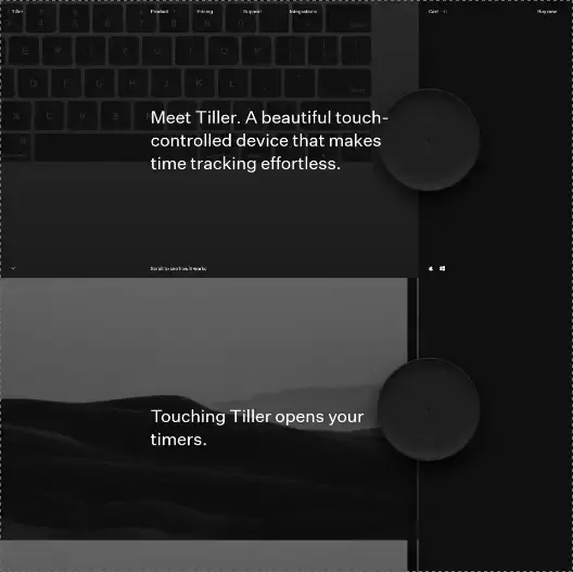Spericorn’s portfolio presentation of the Tiller time-tracking application