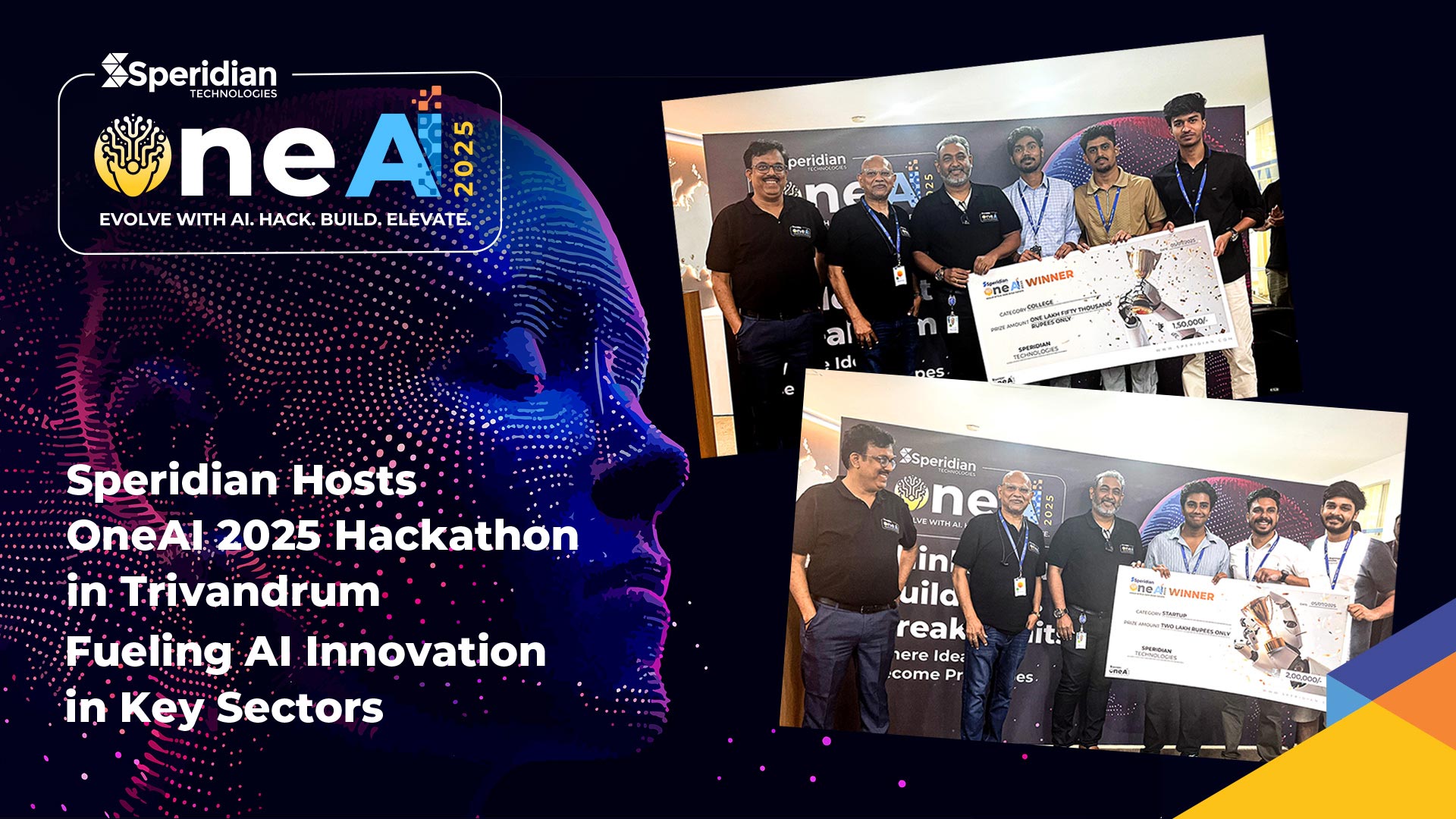 Participants at Speridian's OneAI 2025 hackathon in Trivandrum