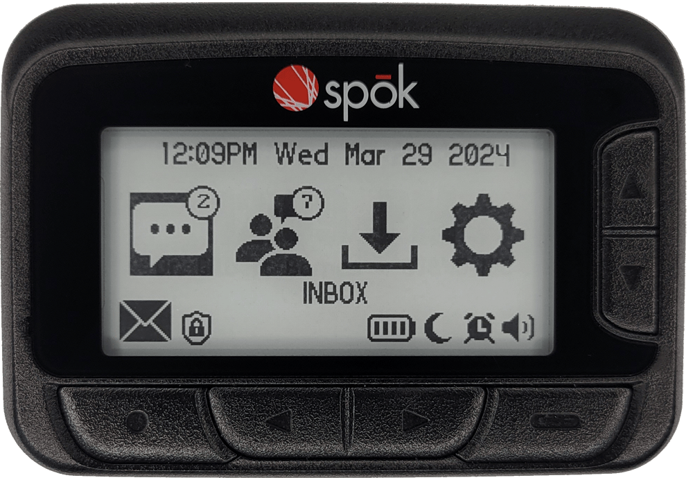 Spok GenA pager product view with its ePaper display