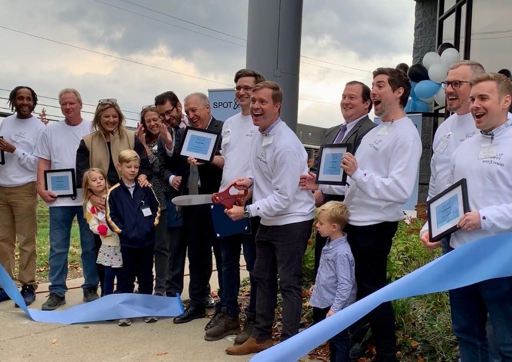 Russell Breuer and the Spot and Tango team at the Pennsylvania factory ribbon cutting