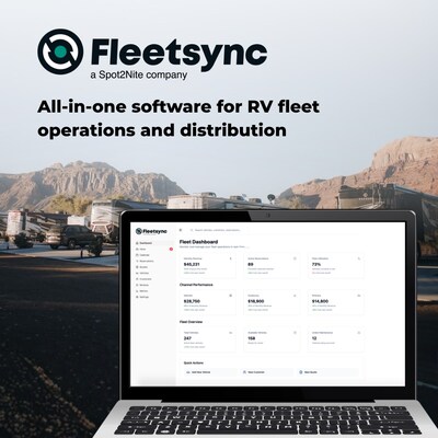 Fleetsync fleet dashboard shown on a laptop at an RV campground