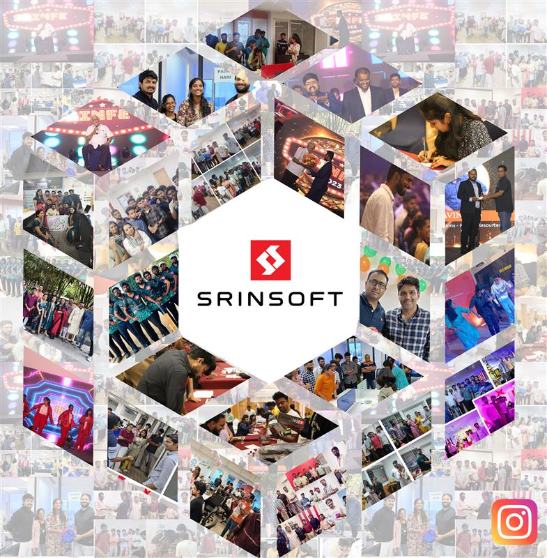A collage of SrinSoft employee gatherings and celebrations