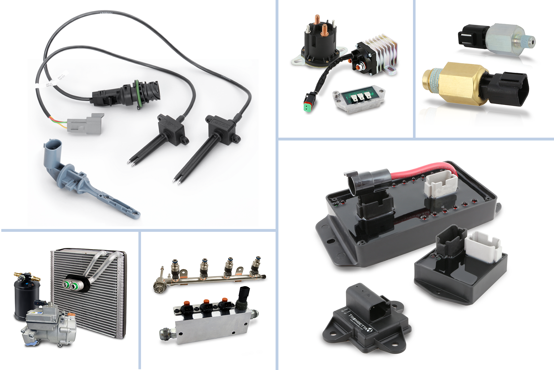SMP product assortment including sensors, power-control components, fuel delivery and cooling parts