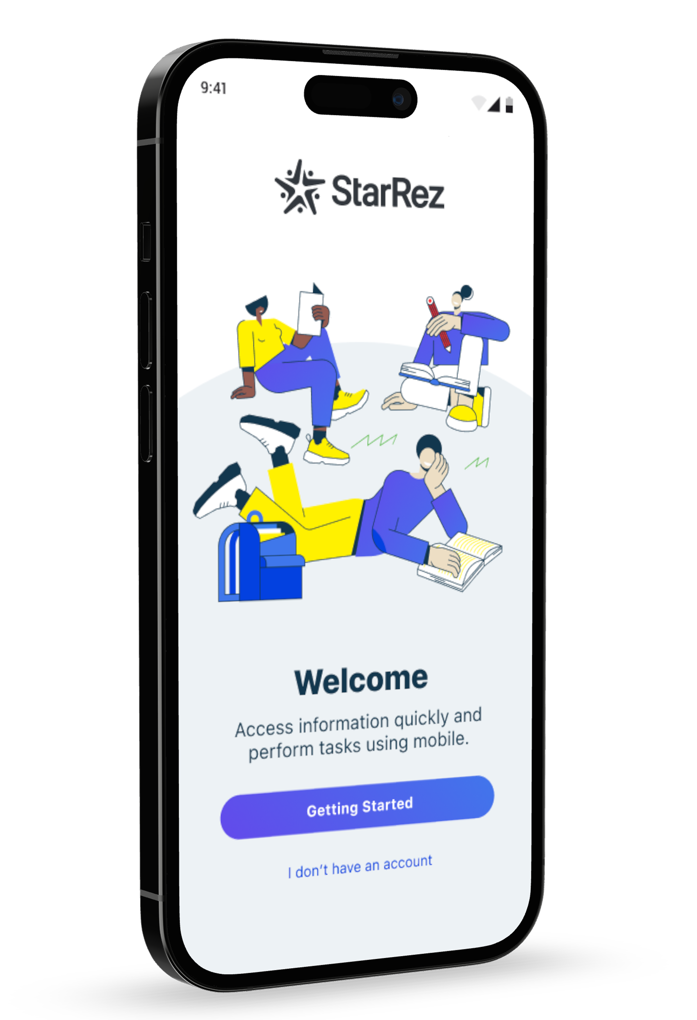 StarRez Go mobile application welcome screen on a phone