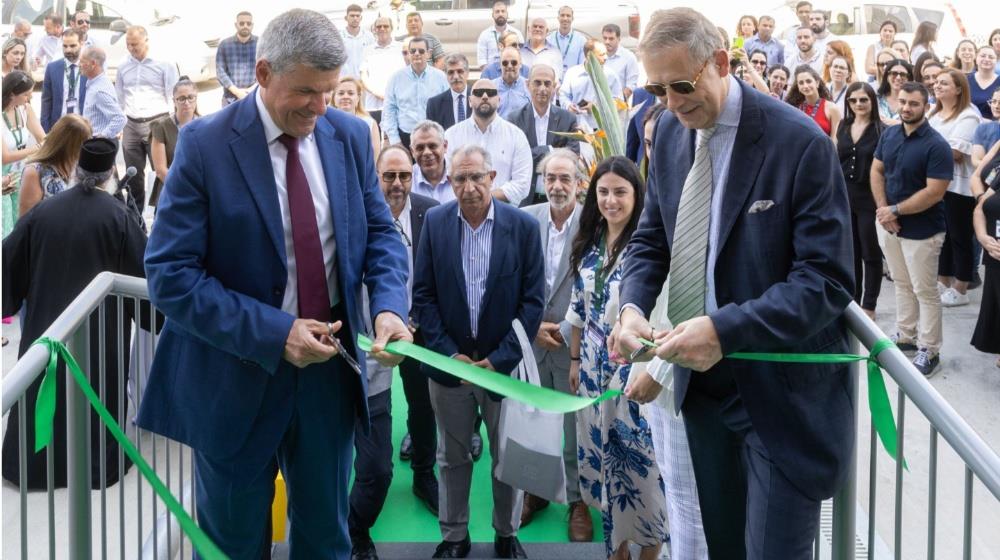 Stefan Linn, on the right, at the ribbon-cutting for Remedica’s logistics centre in Limassol