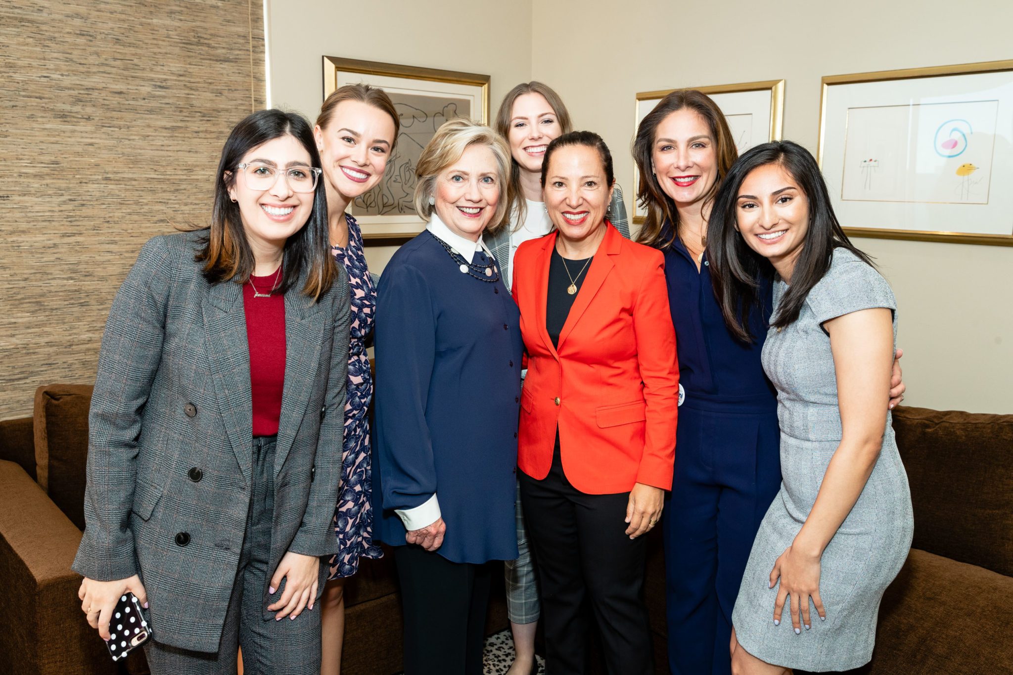 Hillary Clinton, Eleni Kounalakis, Stefanie Roumeliotes and former SGR employees at a San Francisco reception