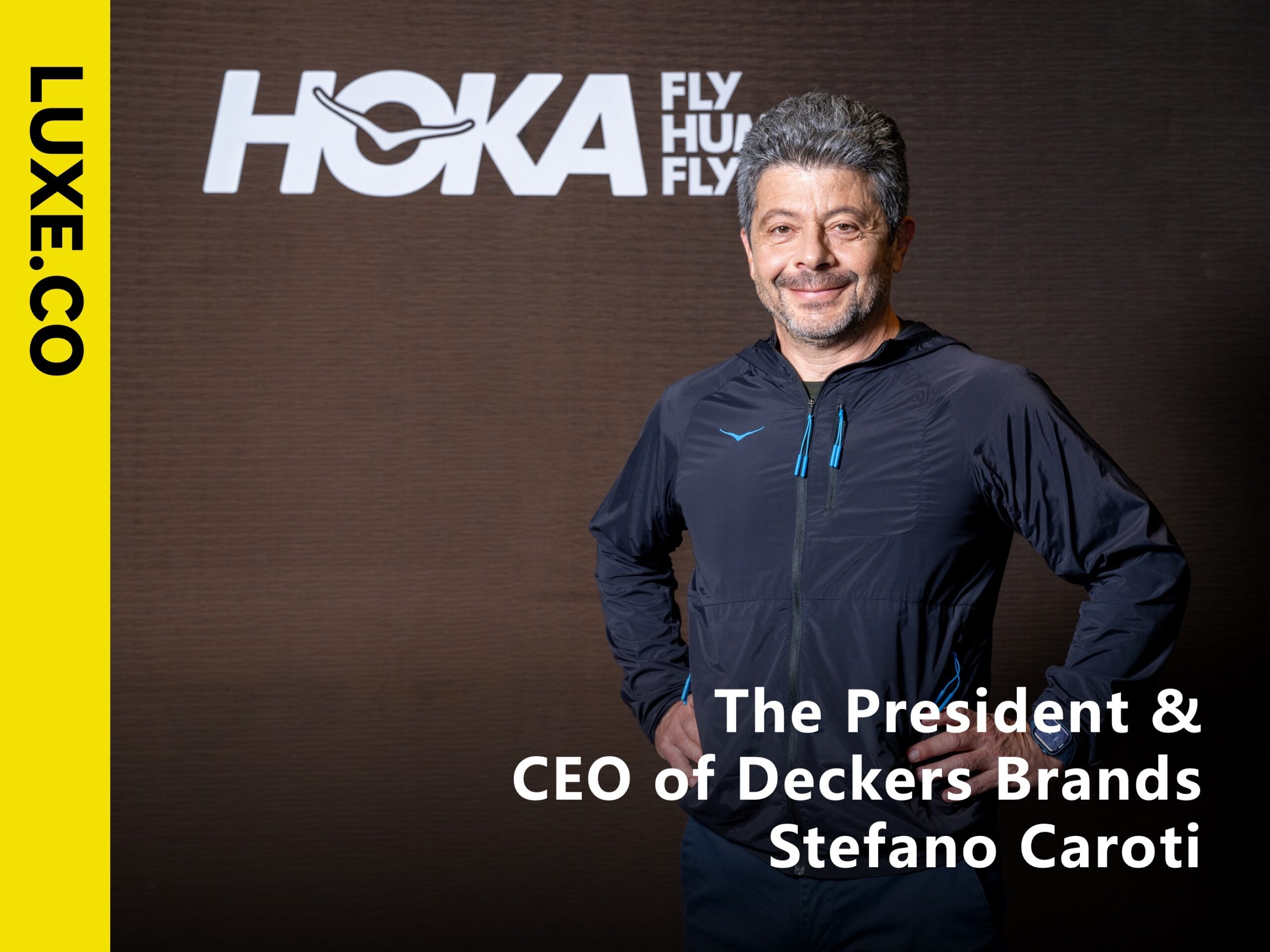 Stefano Caroti in a HOKA jacket at his 2025 Shanghai interview
