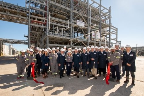 Stepan colleagues gather for the Pasadena alkoxylation facility ribbon cutting
