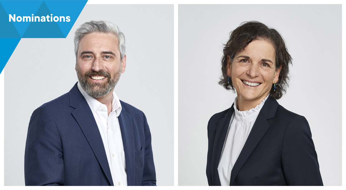 Stéphan Morency, left, and Claire Bisson in Fondaction’s April 2024 appointment photograph