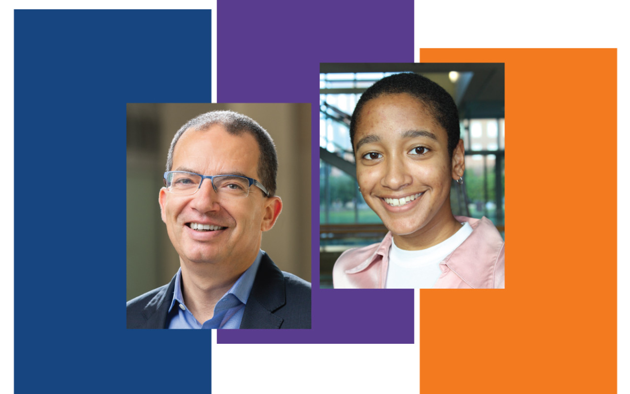 Editorial composite showing Stéphane Bancel at left and Posse Fellow Monica Bradford at right