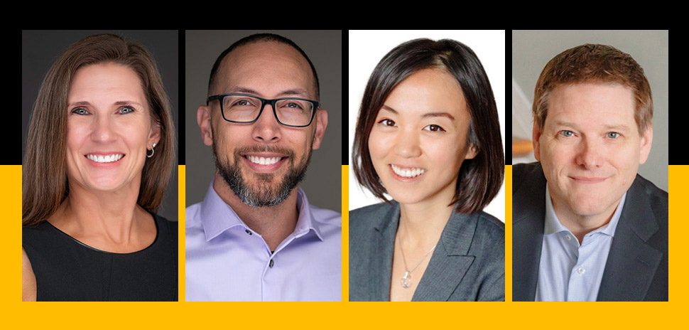 A press montage of Stephanie Hanson, Justin McClintick, Chloe Zhu and Shawn Budde