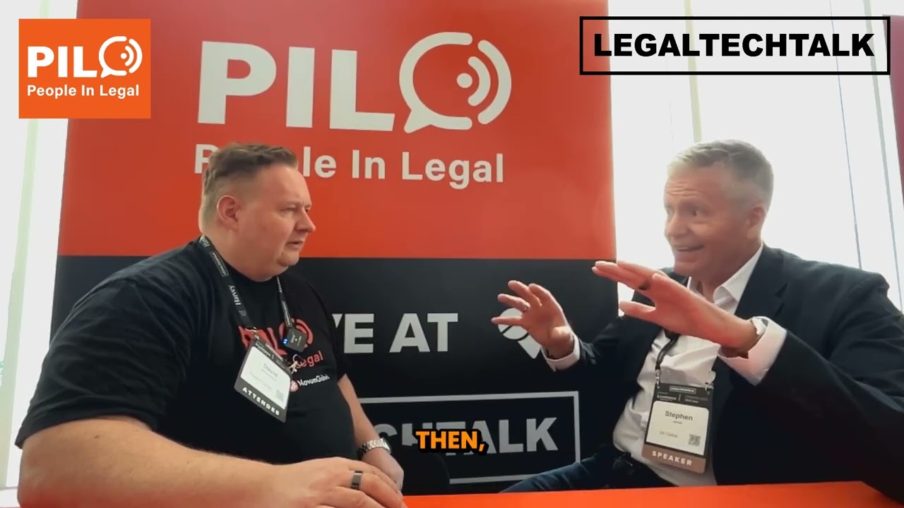 Stephen James, right, speaking with David Woolstencroft at LegalTechTalk 2025