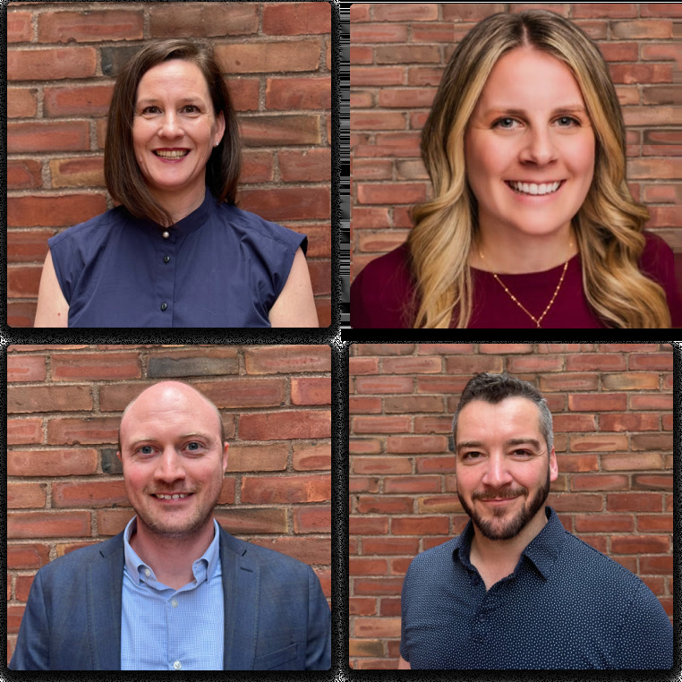 Four members of WorkTango’s leadership team photographed against brick walls; Stephen Shinnan appears at bottom right.
