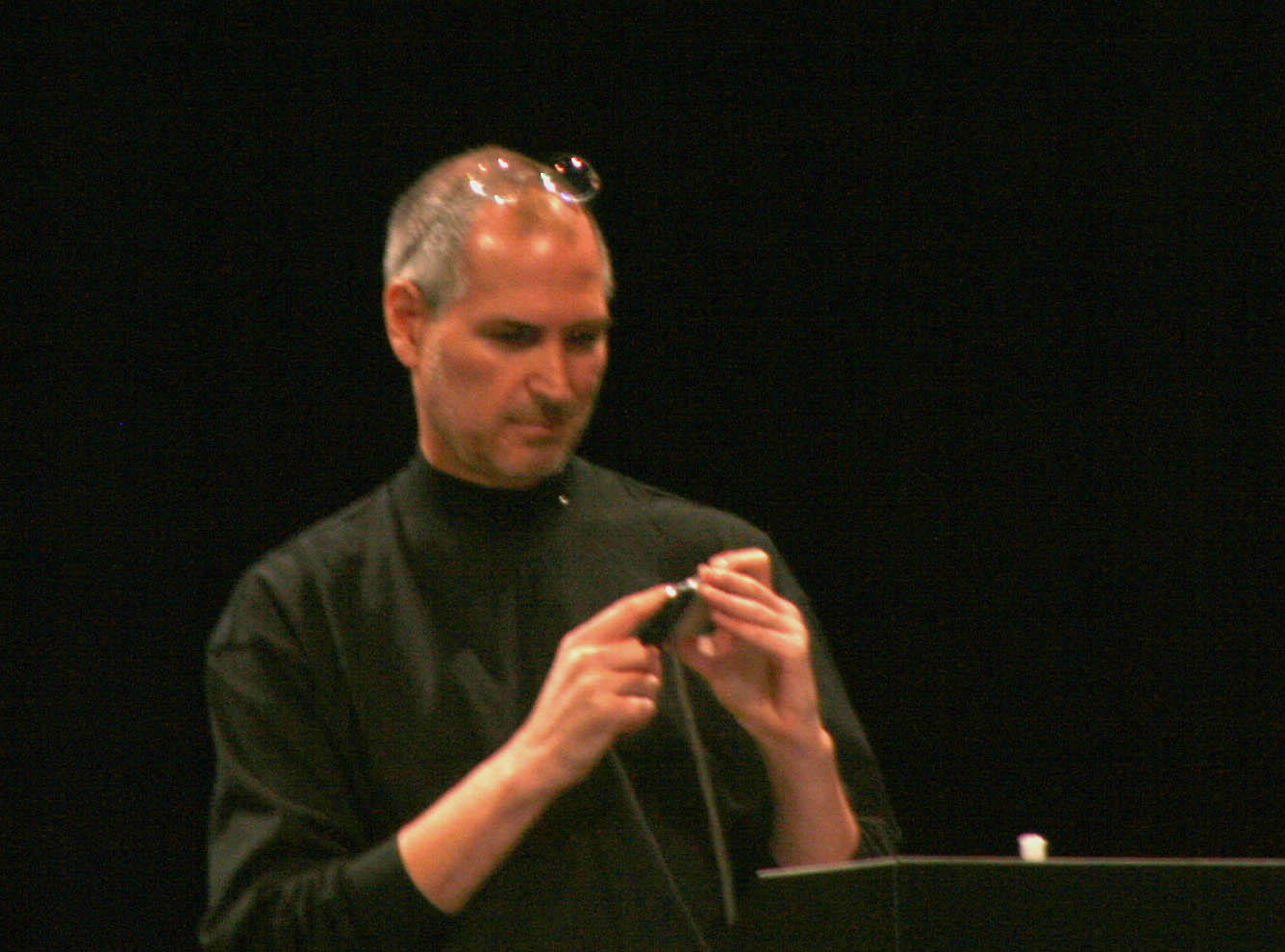Steve Jobs speaking onstage during his Macworld Expo 2007 keynote