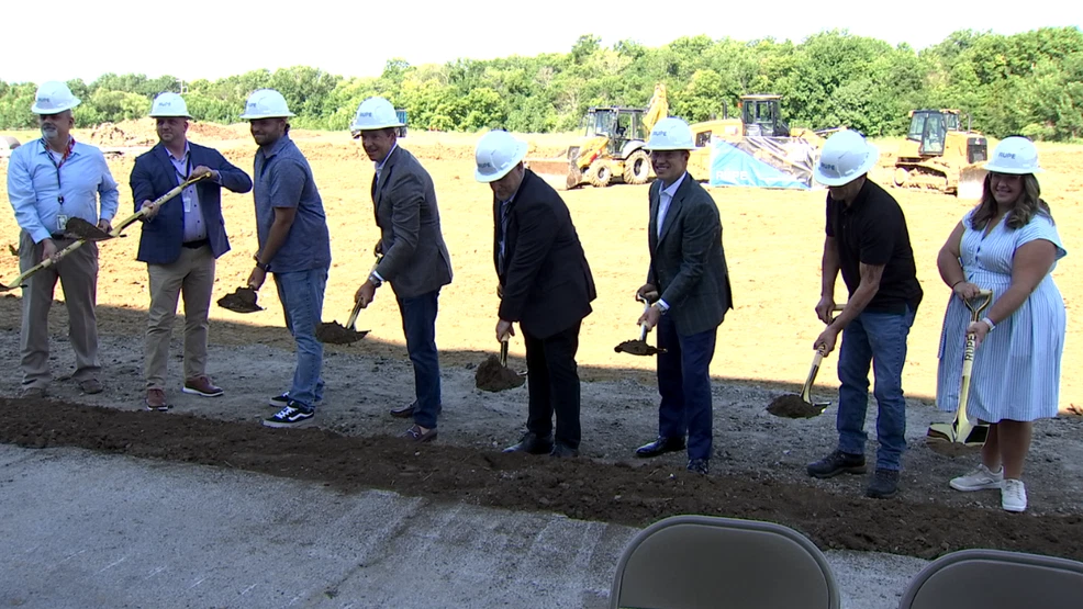 Group gathered for the Pryer Aerospace facility expansion groundbreaking