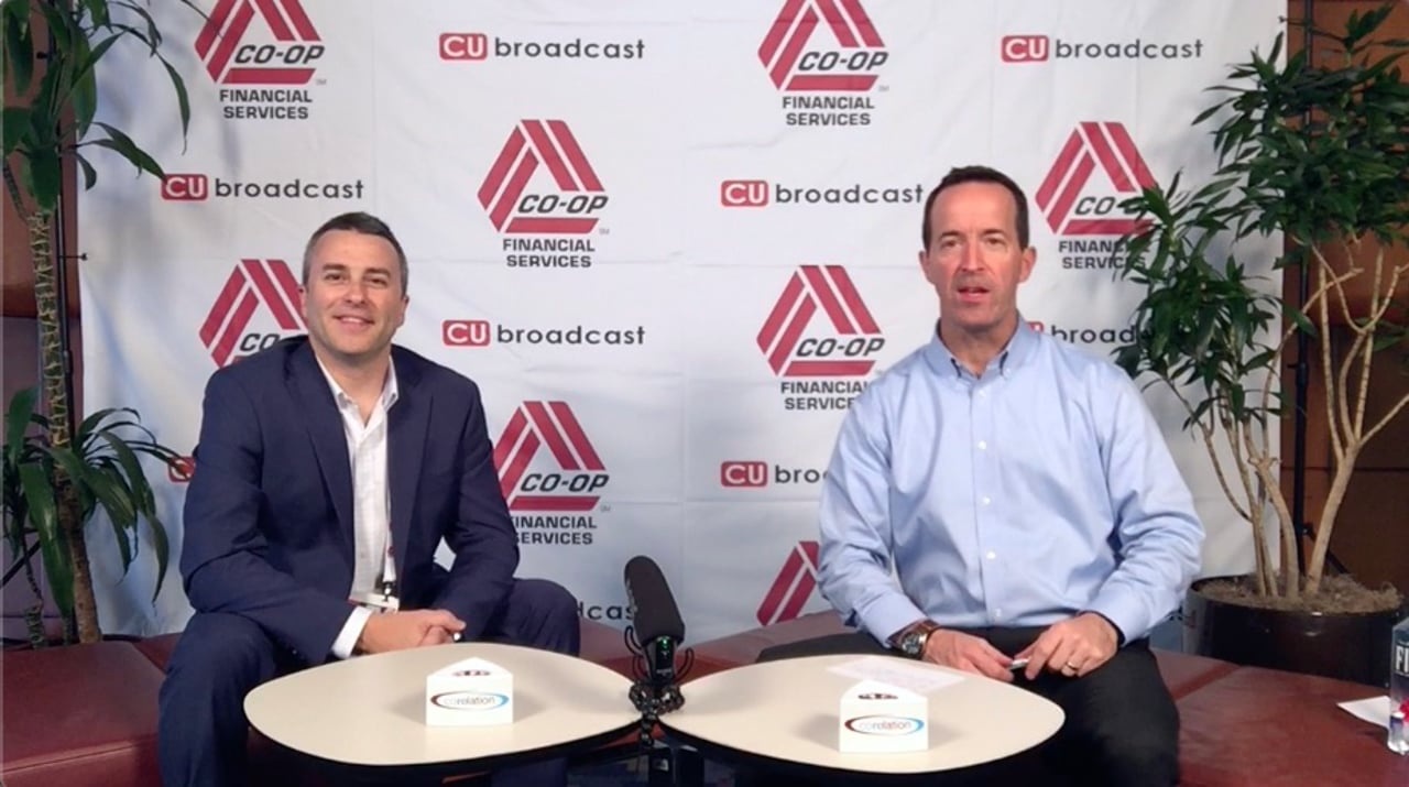 Steve Robert, left, seated for a CUbroadcast interview at GAC19