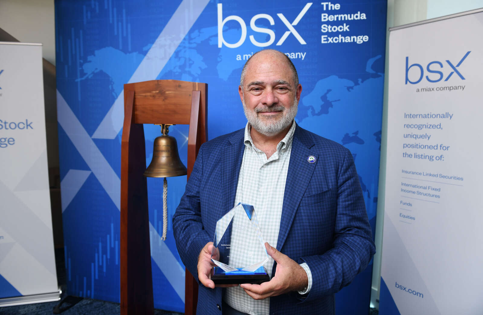 Steve Weinstein at the Bermuda Stock Exchange during Mangrove's catastrophe-bond listing