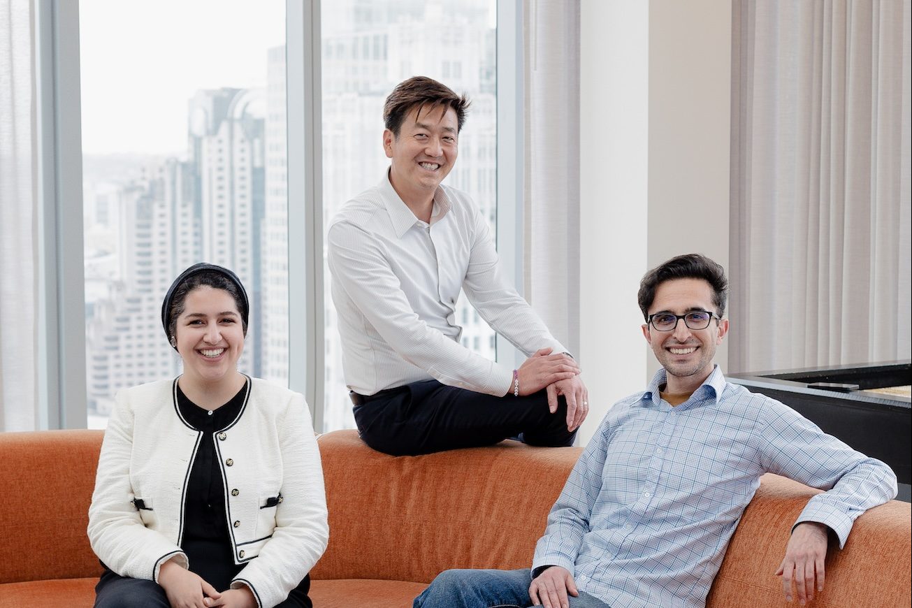 Across AI co-founders Nilou Salehi, Steven Mih and Afshin Nikzad seated together
