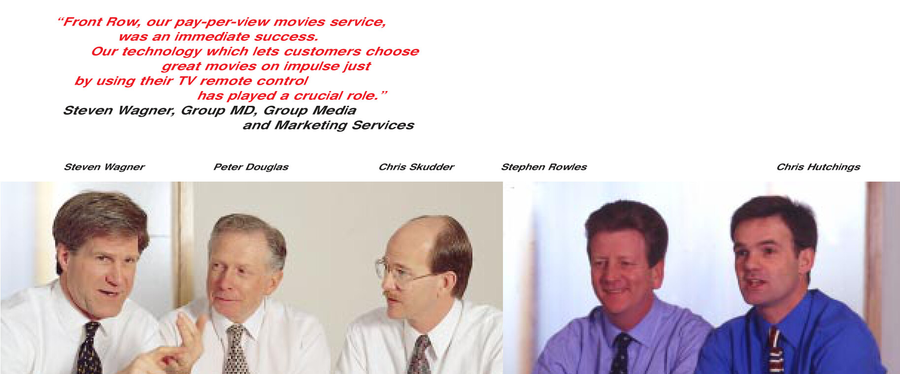 Steven Wagner, left, with fellow NTL executives in a 1998 management portrait