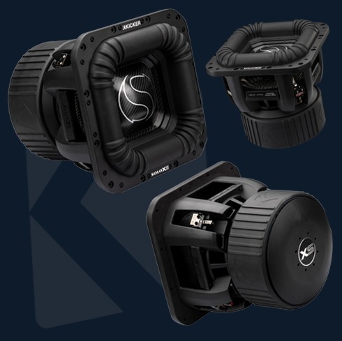 KICKER SoloXS square subwoofers shown at the 2025 SEMA Show