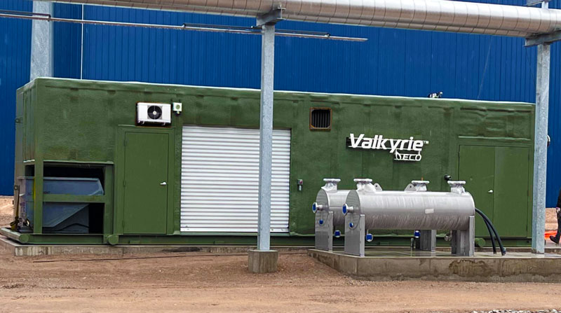 A VALKYRIE ECO biogas treatment unit beside an agricultural renewable natural gas facility