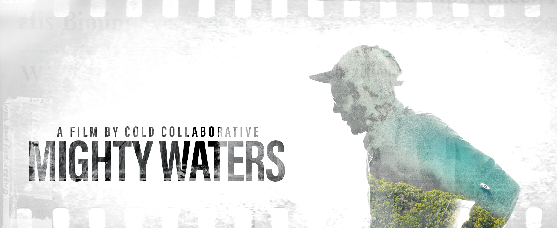 Mighty Waters documentary artwork showing Ansil Saunders on the water