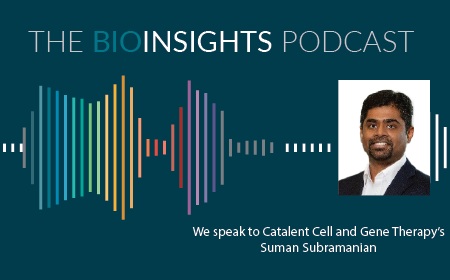 Artwork for The BioInsights Podcast episode featuring Suman Subramanian