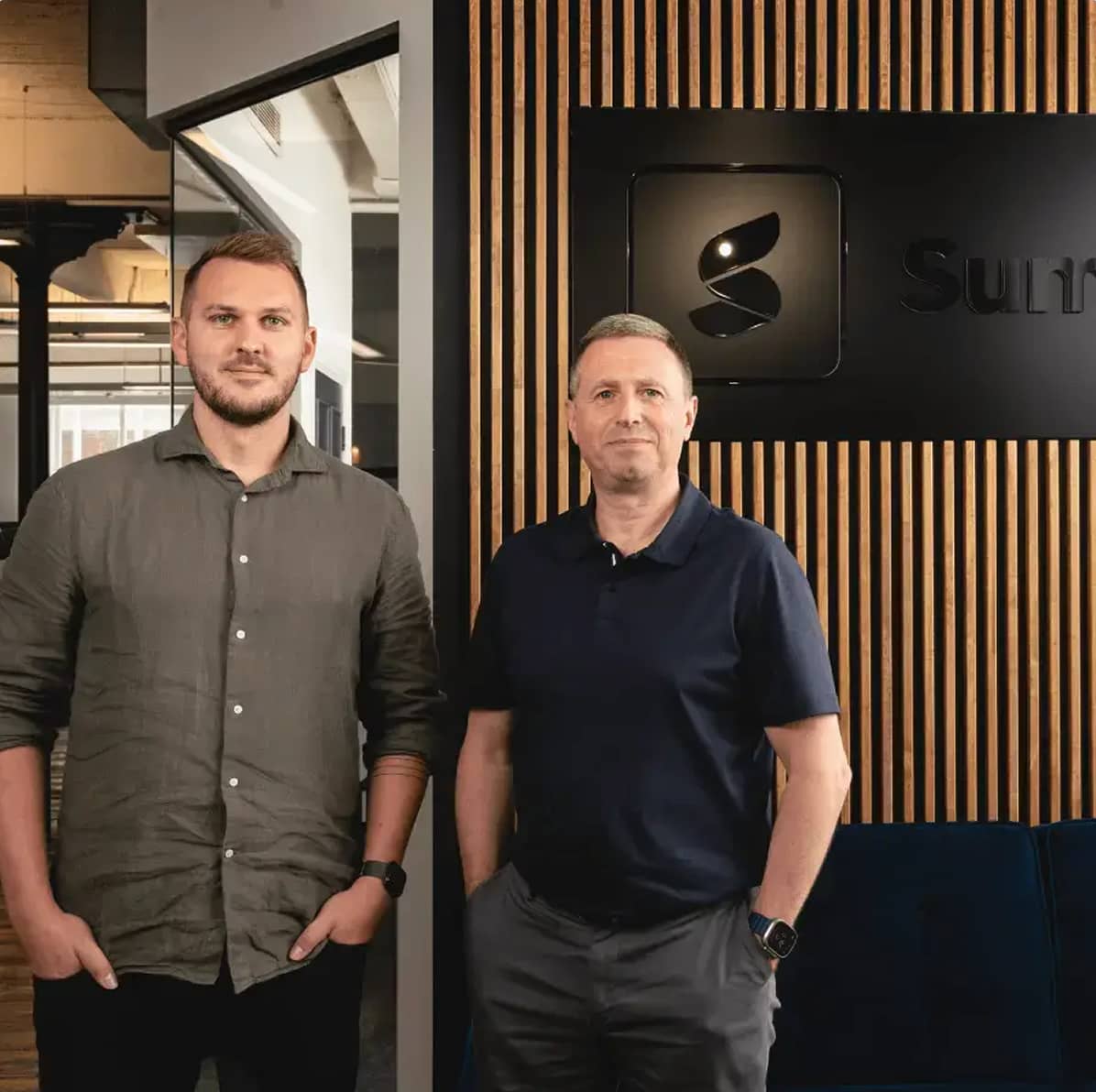 Summize co-founders Tom Dunlop, left, and David Smith in the company office