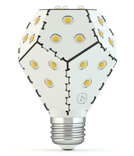 The original faceted Nanoleaf LED bulb on a white background
