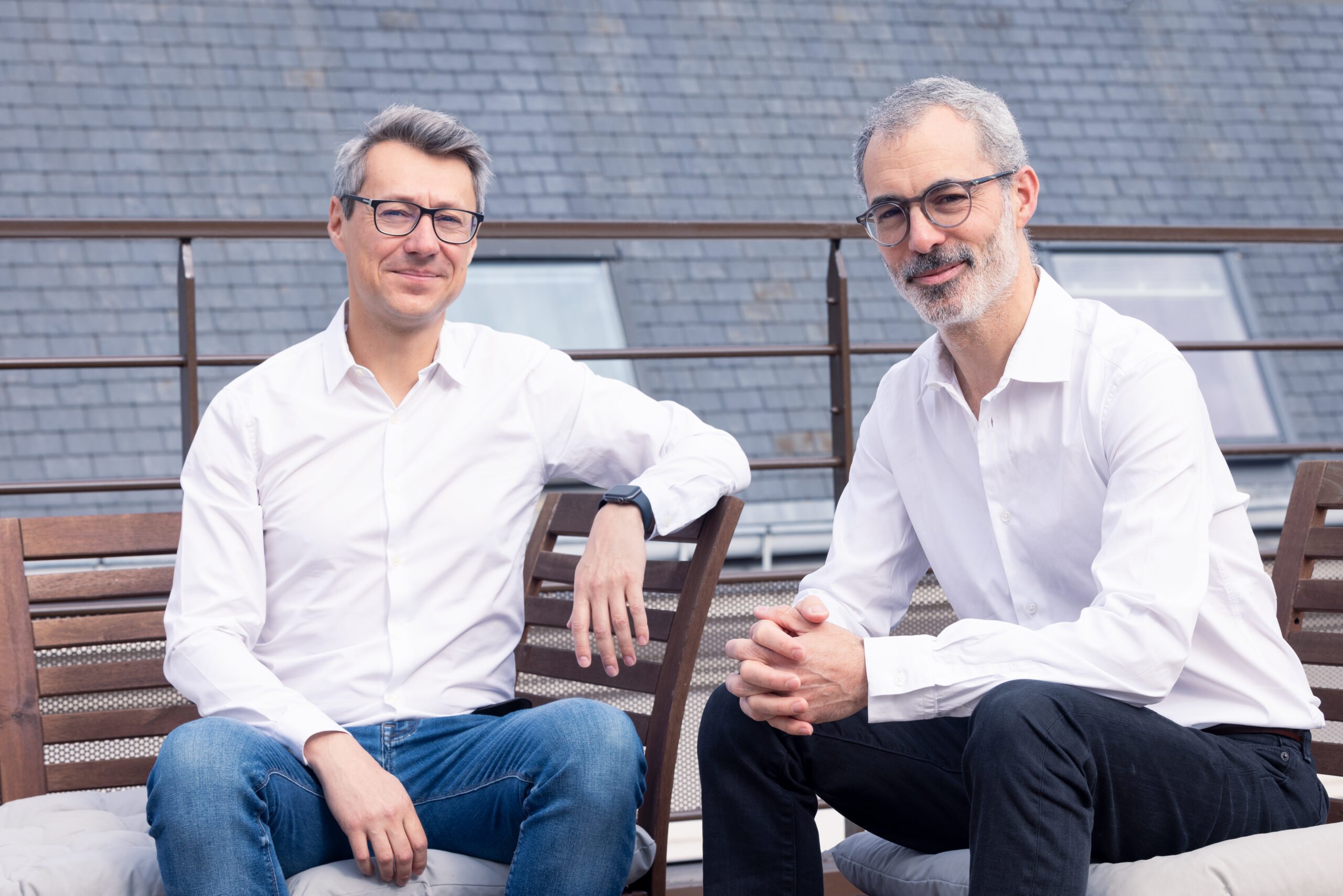 Supervizor co-CEOs photographed together for the company’s funding announcement