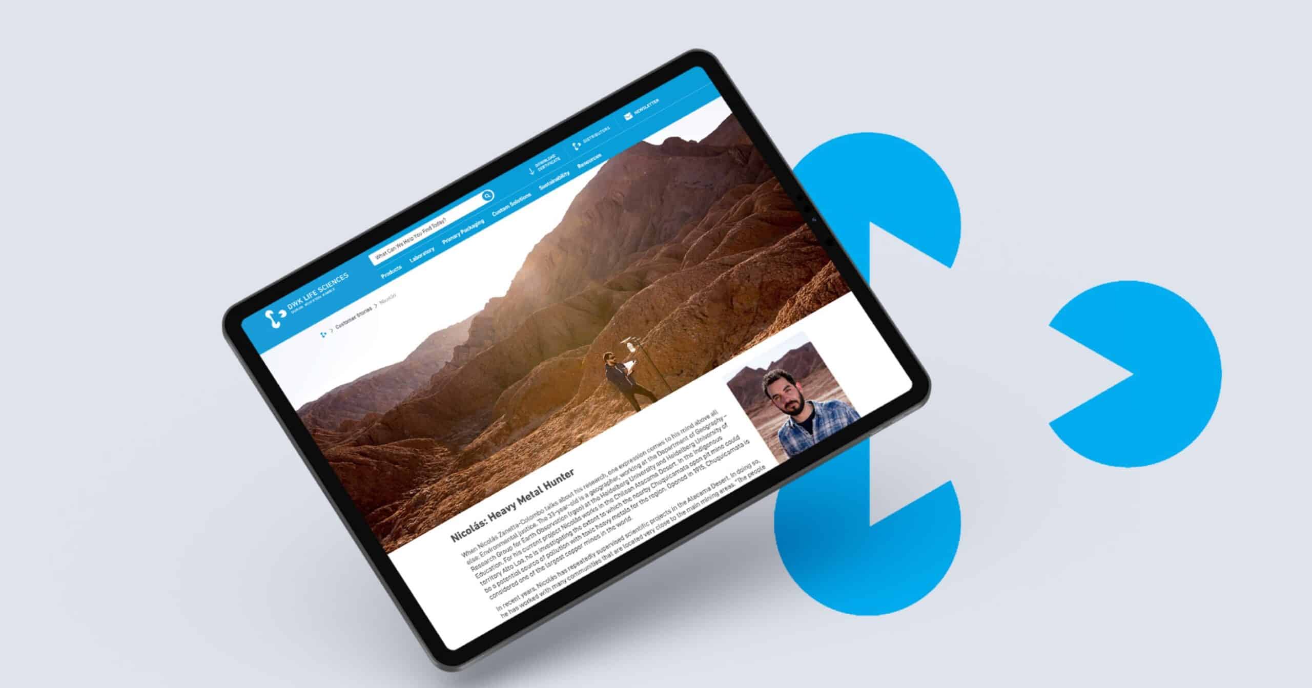 Supreme Optimization’s DWK Life Sciences website shown on a tablet mockup