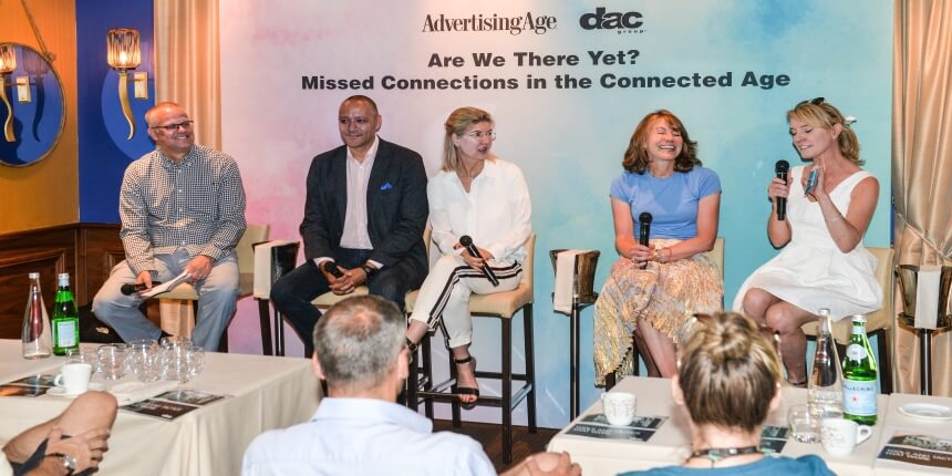 Advertising and marketing executives seated on a panel at a Cannes brunch in 2017