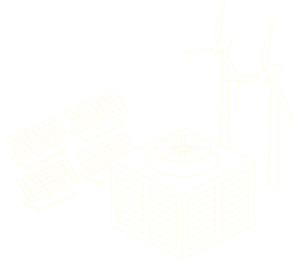 Sustaera illustration showing modular direct air capture equipment in a landscape