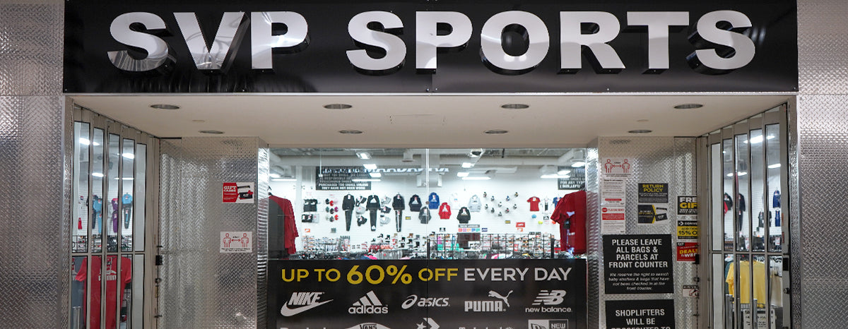 The storefront of an SVP Sports store in Scarborough, Ontario