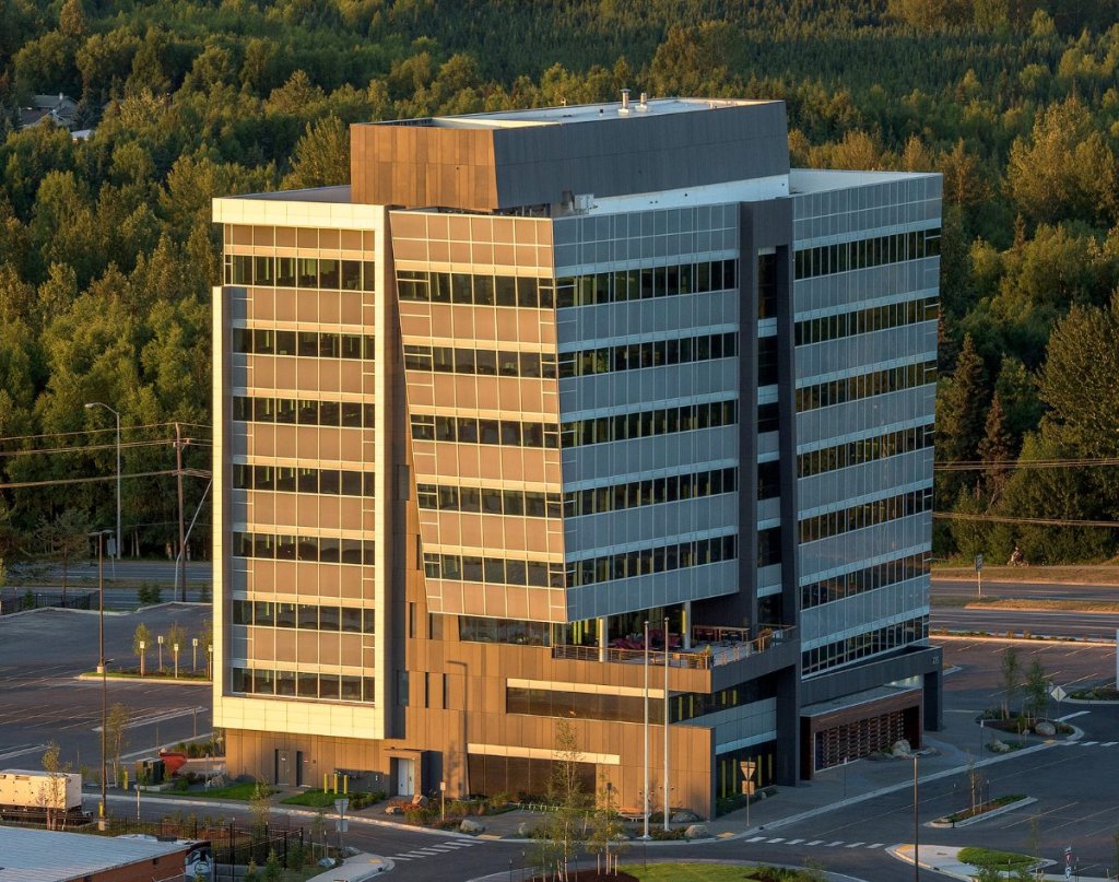 CIRI’s office building surrounded by trees in Anchorage