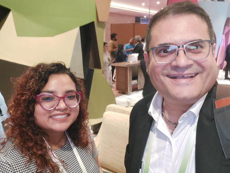 Swati Mittal, left, and Vikrant Agarwal at an industry event