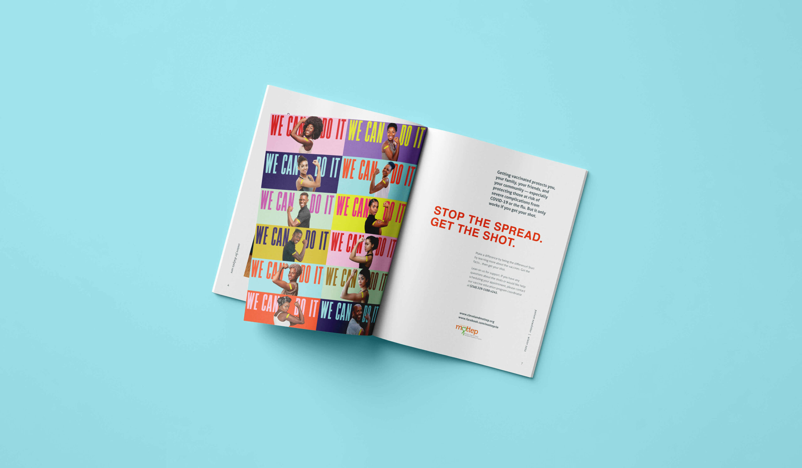 Magazine spreads from Cleveland MOTTEP's vaccination campaign