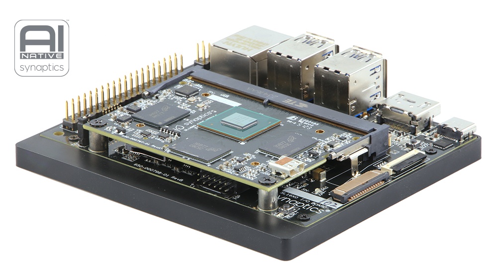 Astra Machina SL1680 development board showing its processor module, connectors, and ports