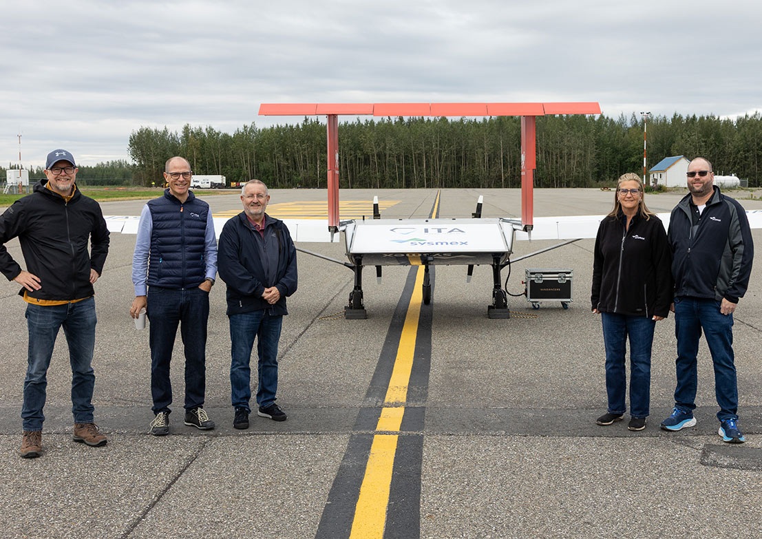 Official photograph accompanying the Alaska drone blood-sample transport research announcement