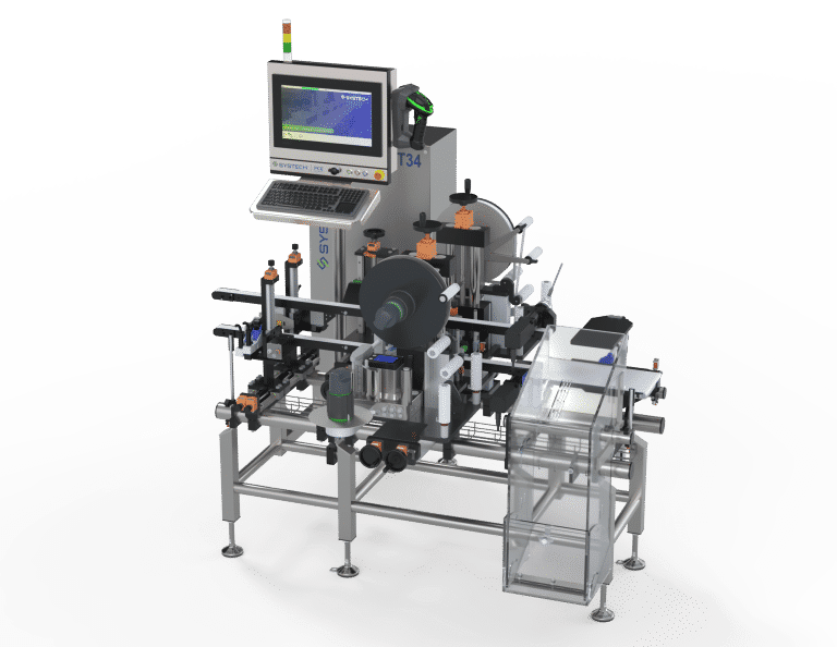 Systech ST34 carton serialization and tamper-evident station product rendering